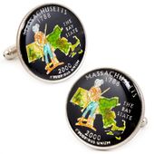 Hand Painted Massachusetts State Quarter Cufflinks