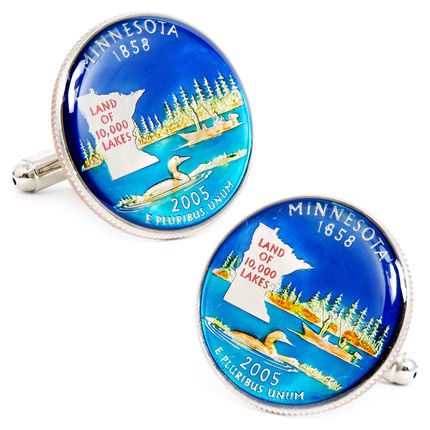 Hand Painted Minnesota State Quarter Cufflinks