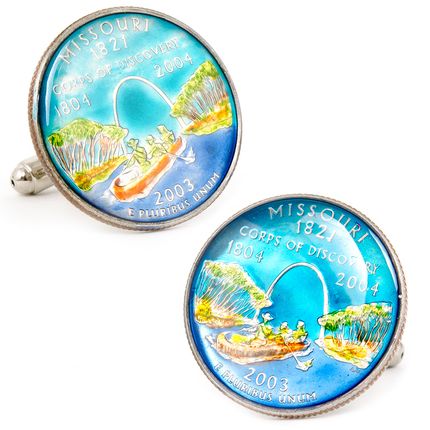 Hand Painted Missouri State Quarter Cufflinks