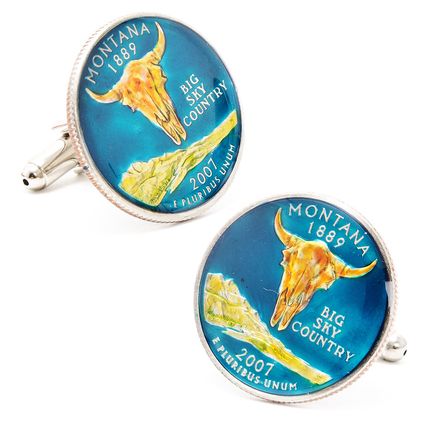 Hand Painted Montana State Quarter Cufflinks