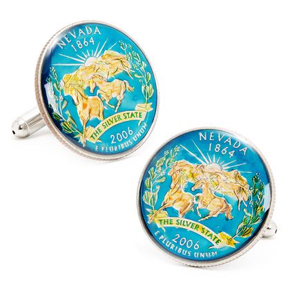 Hand Painted Nevada State Quarter Cufflinks