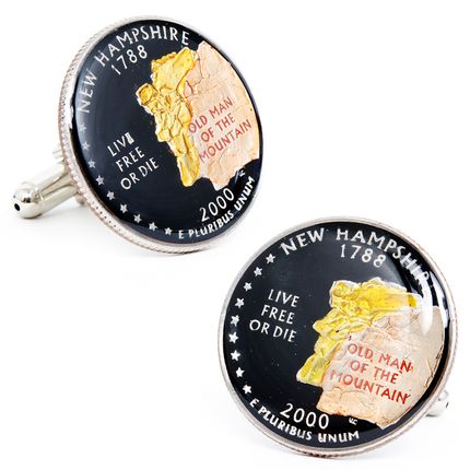 Hand Painted New Hampshire State Quarter Cufflinks