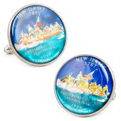 Hand Painted New Jersey State Quarter Cufflinks