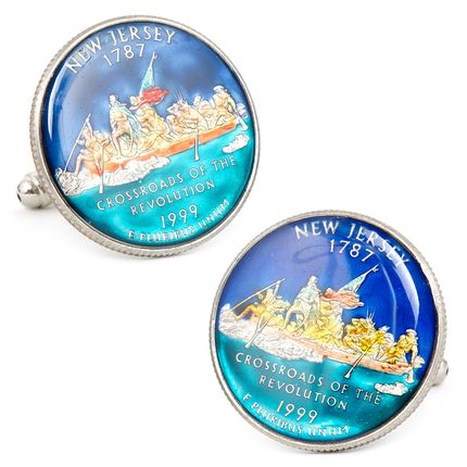 Hand Painted New Jersey State Quarter Cufflinks