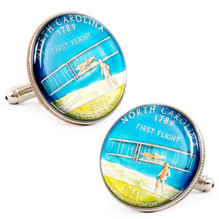 Hand Painted North Carolina State Quarter Cufflinks