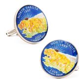 Hand Painted North Dakota State Quarter Cufflinks