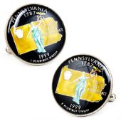 Hand Painted Pennsylvania State Quarter Cufflinks