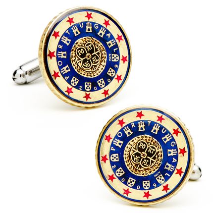 Hand Painted Portugal Coin Cufflinks