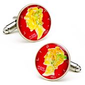 Hand Painted Red Liberty Dime Cufflinks