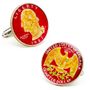 Hand Painted Red USA Quarter Cufflinks