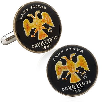 Hand Painted Russian Ten Rubel Coin Cufflinks