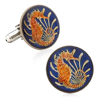 Hand Painted Singapore Ten Cent Coin Cufflinks