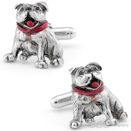 Hand Painted Smiling Bulldog Cufflinks