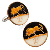 Hand Painted South Africa Coin Cufflinks