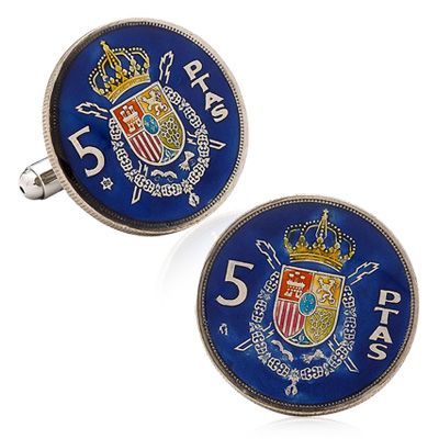 Hand Painted Spain Coin Cufflinks