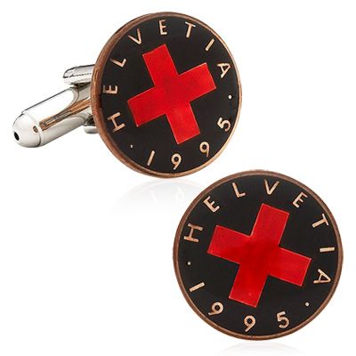 Hand Painted Swiss Helvetia Coin Cufflinks