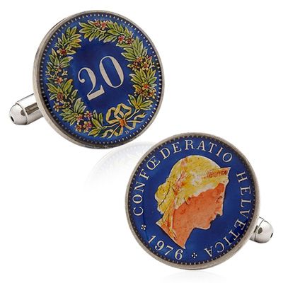 Hand Painted Switzerland Coin Cufflinks
