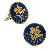 Hand Painted Taiwan Five Chiao Coin Cufflinks