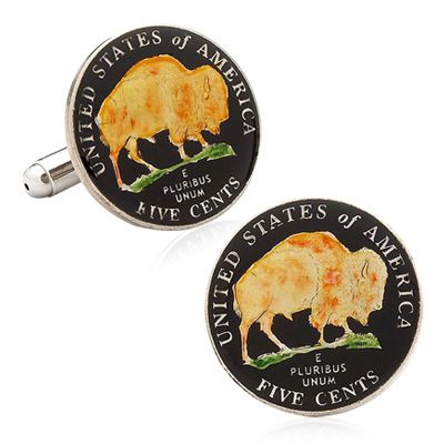 Hand Painted Usa Buffalo Nickel Coin Cufflinks