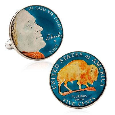 Hand Painted Usa Nickel Cufflinks