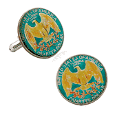 Hand Painted Usa Quarter Coin Cufflinks