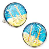 Hand Painted Vermont State Quarter Cufflinks