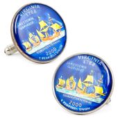 Hand Painted Virginia State Quarter Cufflinks