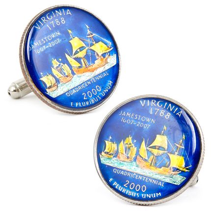 Hand Painted Virginia State Quarter Cufflinks