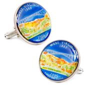 Hand Painted West Virginia State Quarter Cufflinks