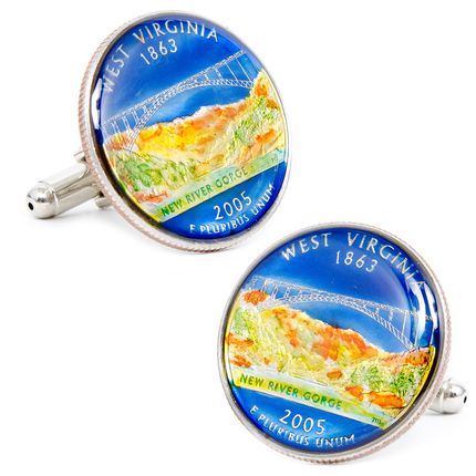 Hand Painted West Virginia State Quarter Cufflinks
