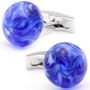 Handcrafted Glass Blue Marble Cufflinks
