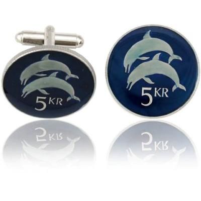 Iceland 2 Dolphins Coin Cuff Links