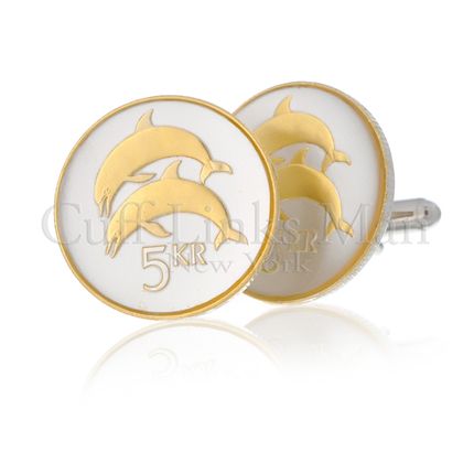 Iceland 5-Kronur Dolphins Cufflinks