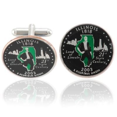 Illinoisan Quarter Coin Cuff Links