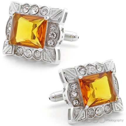 India Square Orange Cufflinks