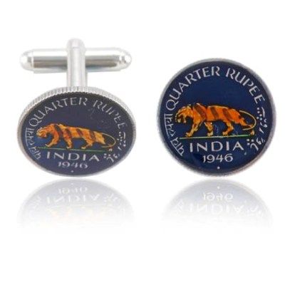 India Tiger Coin Cuff Links