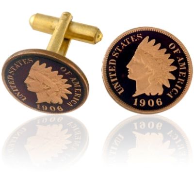 Indian Head Penny Coin Cuff Links