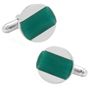 Inlaid Emerald Green Cats eye Disc Cufflinks