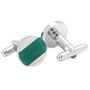 Inlaid Emerald Green Cats eye Disc Cufflinks
