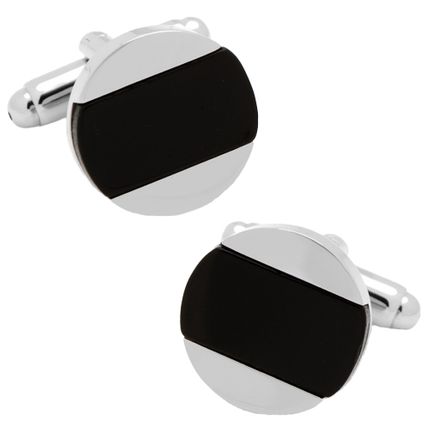 Inlaid Onyx Disc Cufflinks