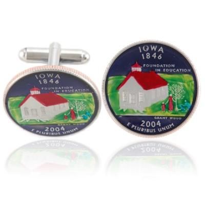 Iowan Quarter Coin Cuff Links