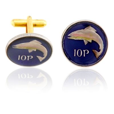 Ireland 10P Fish Coin Cuff Links