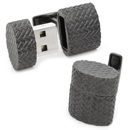 Iron Black Woven Oval Usb Cufflinks