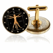 Italy 1 Euro Da Vinci Coin Cuff Links