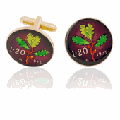 Italy Leaf Coin Cuff Links