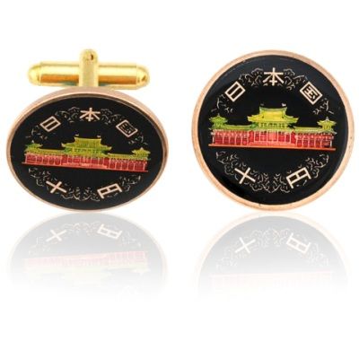 Japan Old Temple Coin Cuff Links