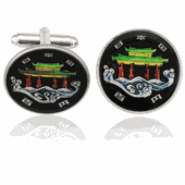 Japan Temple Coin Cuff Links