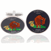 Kansan Quarter Coin Cuff Links