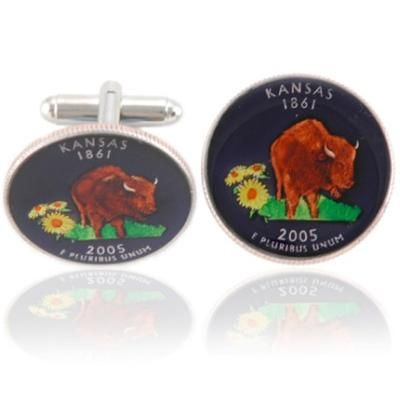 Kansan Quarter Coin Cuff Links