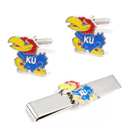 Kansas University Jayhawks Cufflinks And Tie Bar Gift Set